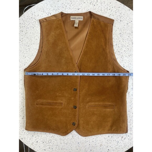 Vintage Brown Camel Suede Leather Vest Marsh Landing Men Women Large Western - Picture 4 of 4